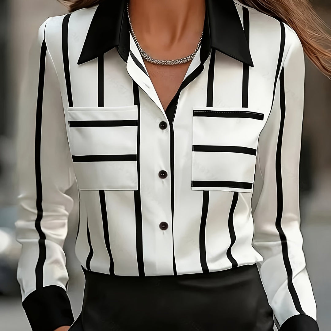 Mixed Color 1 Contrast Stripe Shirt for Women