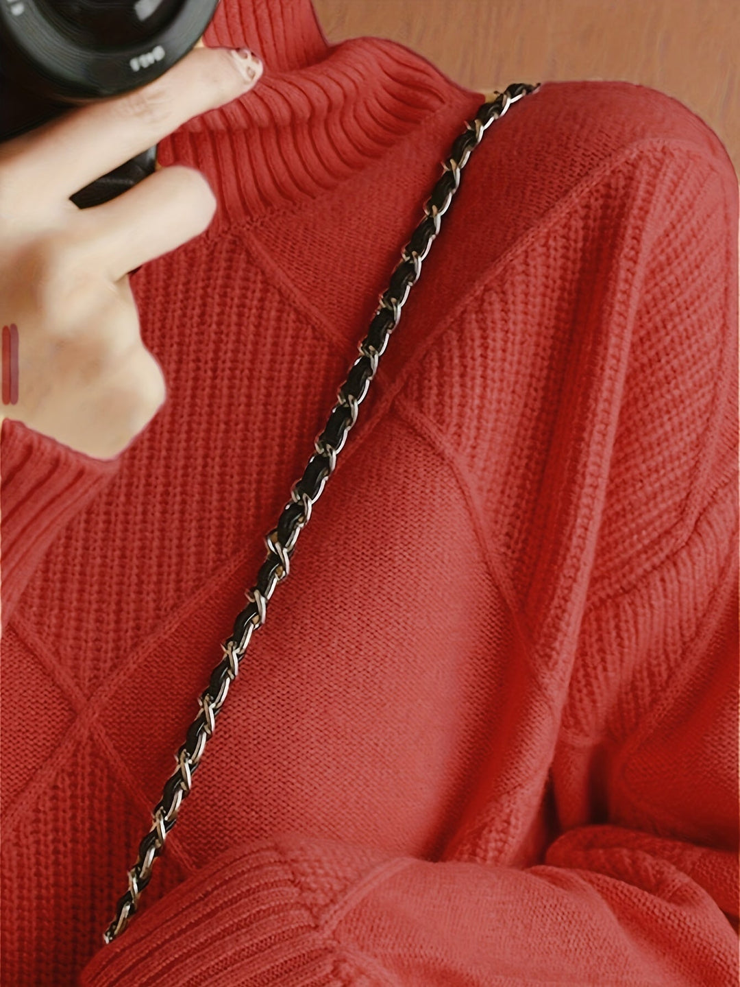 Turtleneck Sweater for Women, Textured Style