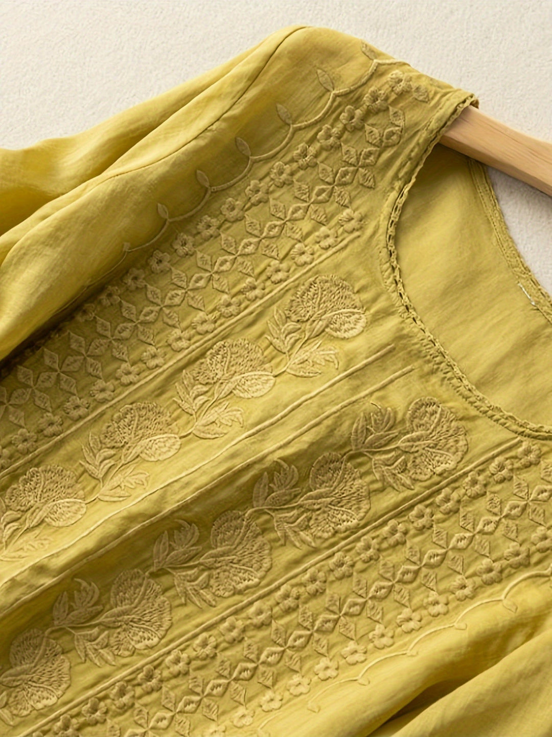 Embroidered Scoop-Neck Blouse for Women