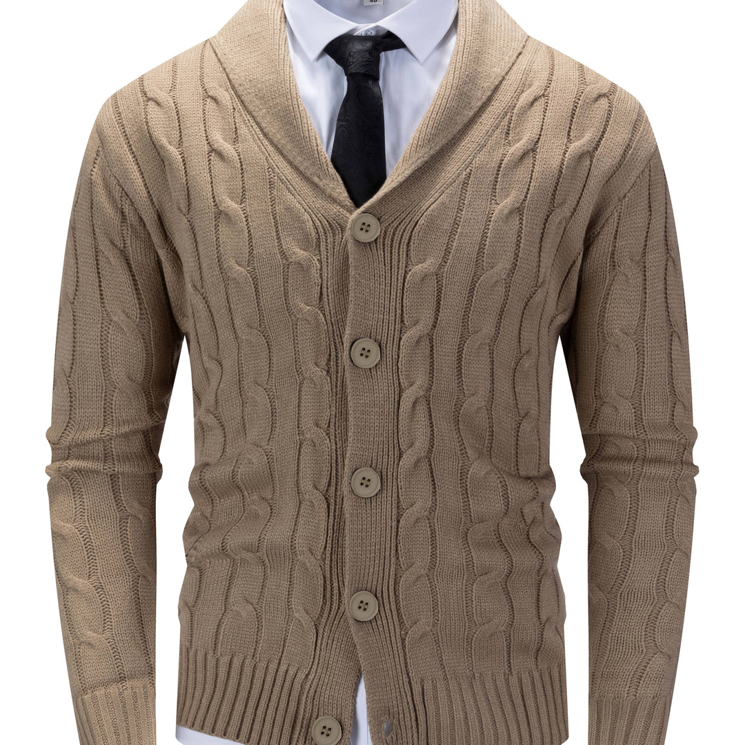 Men's Shawl Collar Cable Knit Cardigan