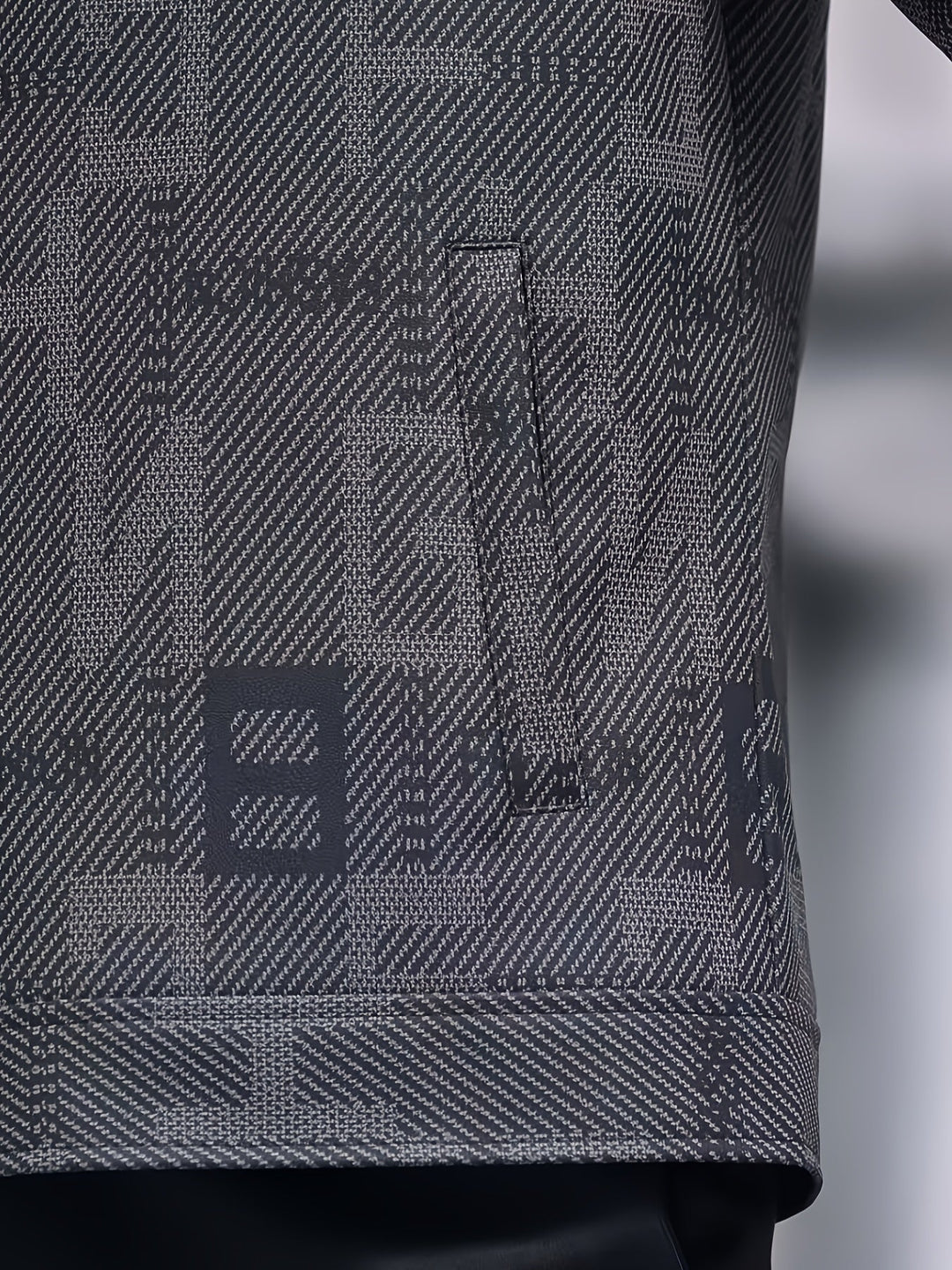 Black Patterned Trucker Jacket for Men