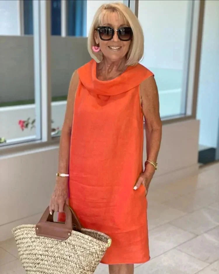 Sleeveless Round Neck Dress for Women, Casual Style