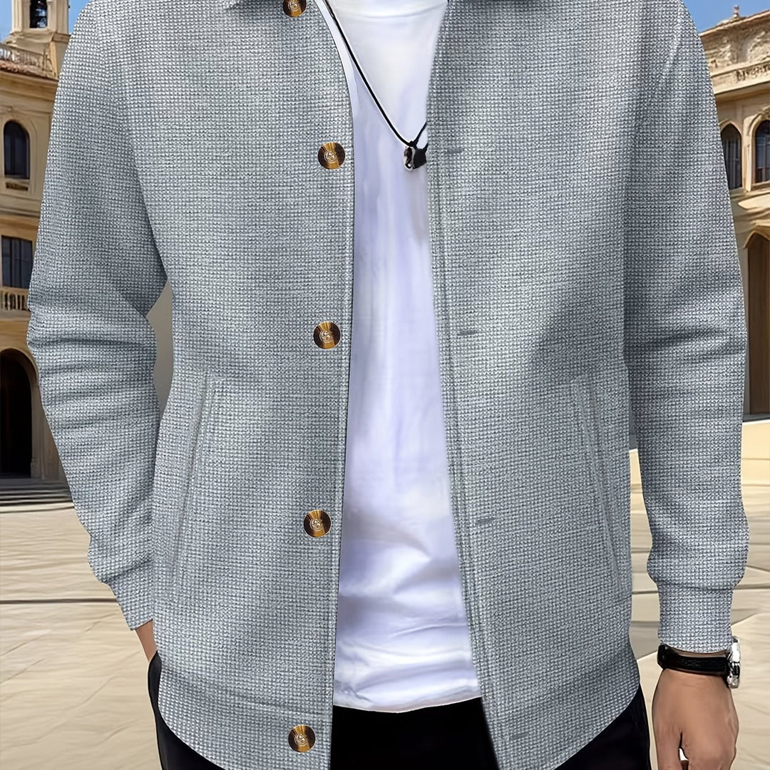 Button-Up Jacket for Men, Textured Style