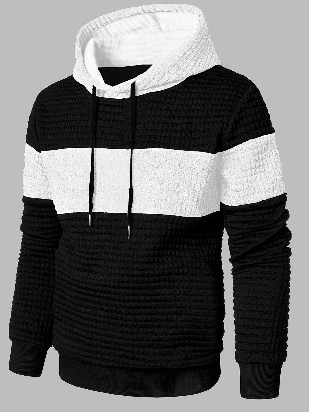 Colour-Block Hoodie for Men, Textured Style