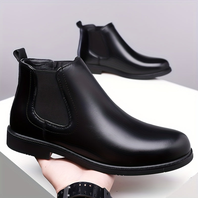 Dark Brown Classic Slip-On Chelsea Boots for Men