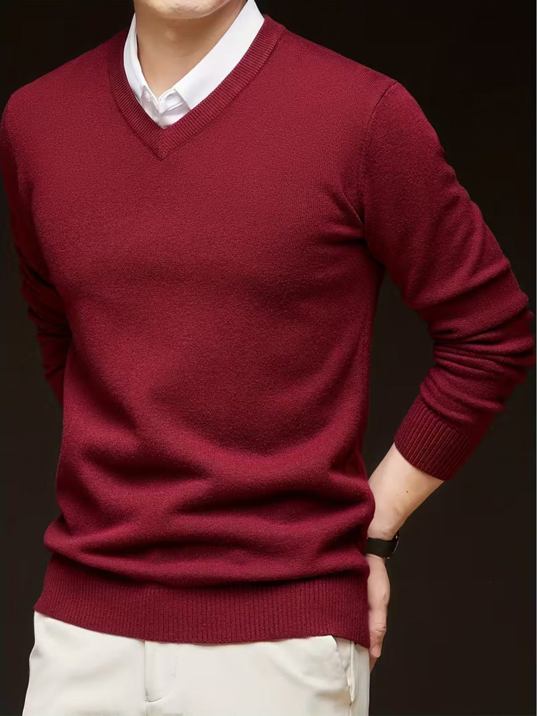 V-Neck Sweater for Men, Refined Style