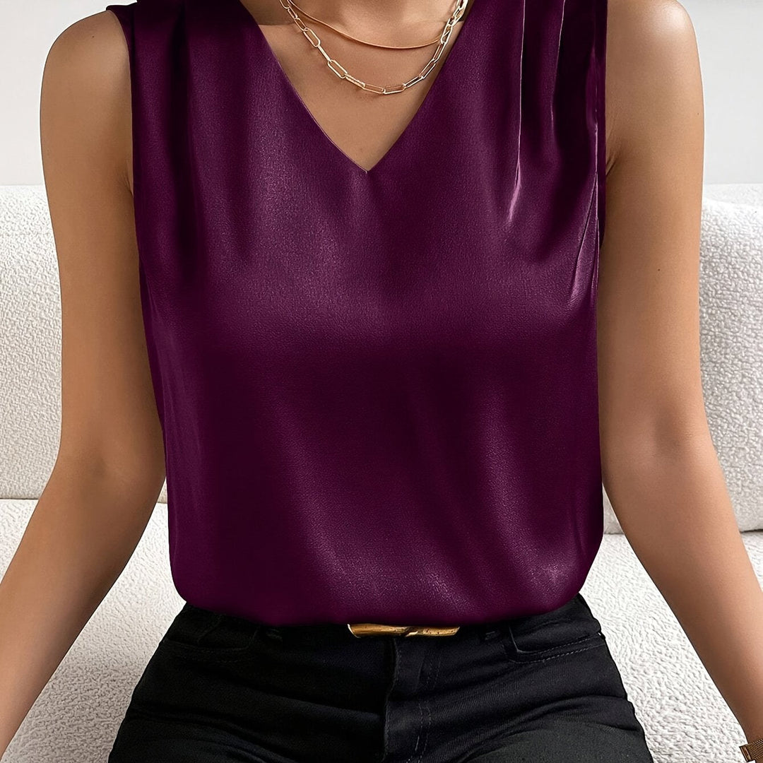 Sleeveless V-Neck Top for Women, Elegant Style