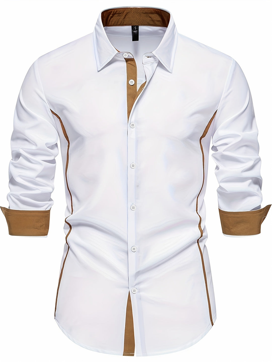 Contrast-Trim Slim Shirt for Men, Plus Size