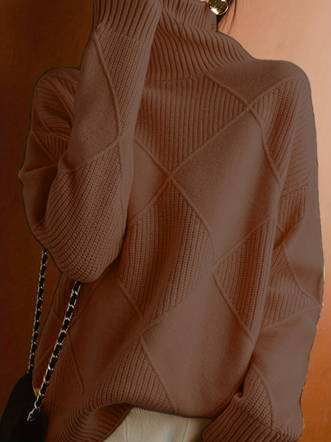 Turtleneck Sweater for Women, Textured Style