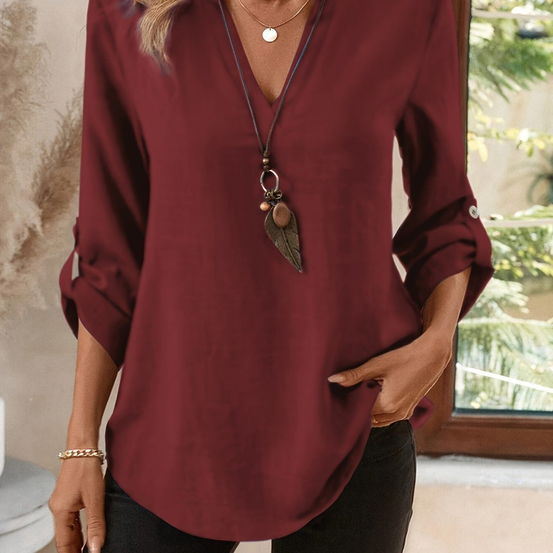 V-Neck Blouse for Women, Refined Style