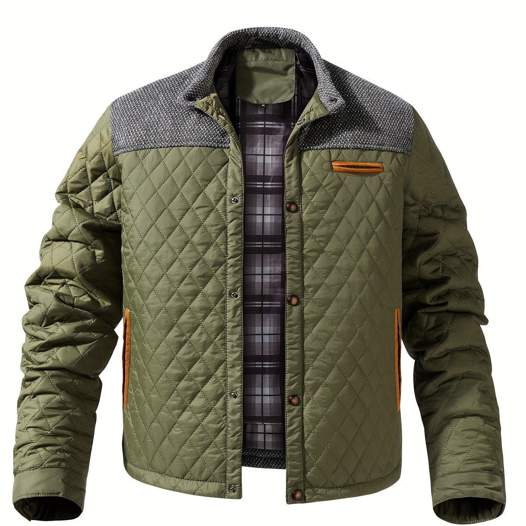 Quilted Stand-Collar Jacket for Men, Plus Size