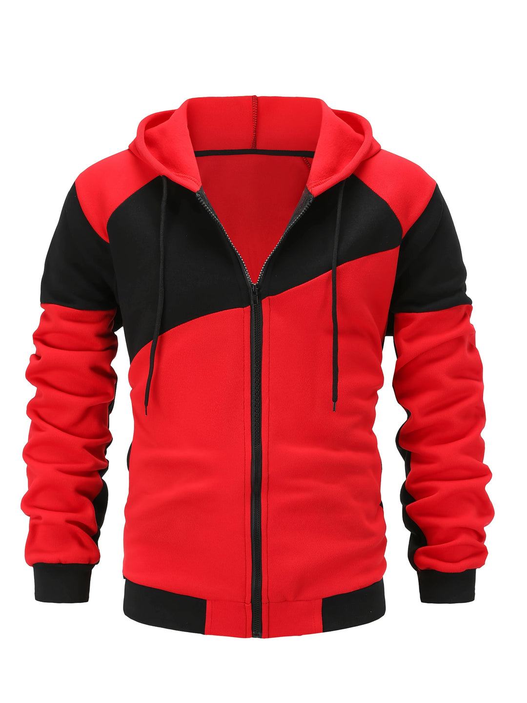 Color Block Zip-Up Hooded Jacket for Men