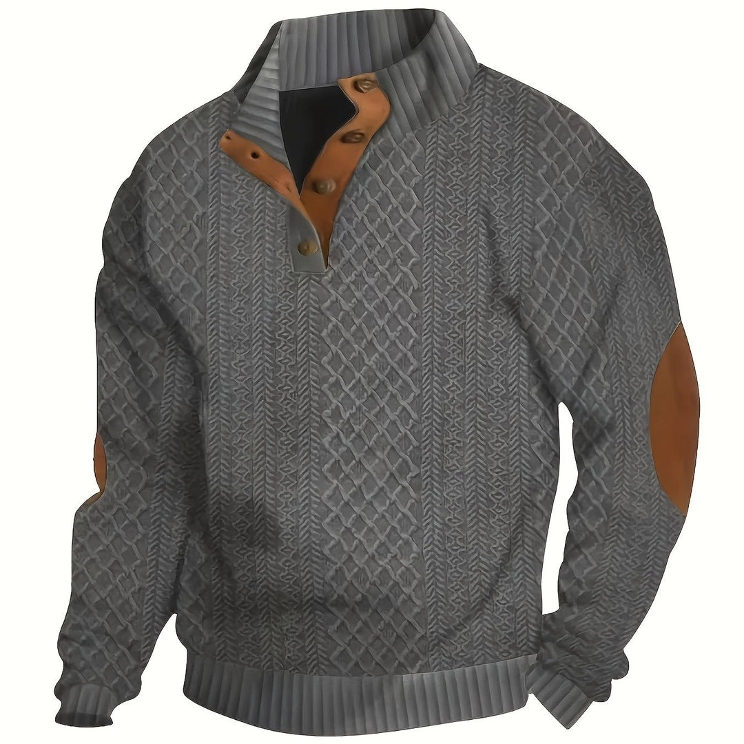 Stand Collar Button Henley Sweater for Men, Plus Size