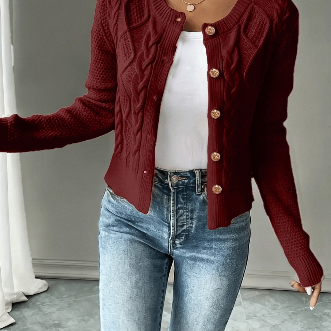 Cable-Knit Button-Front Cardigan for Women
