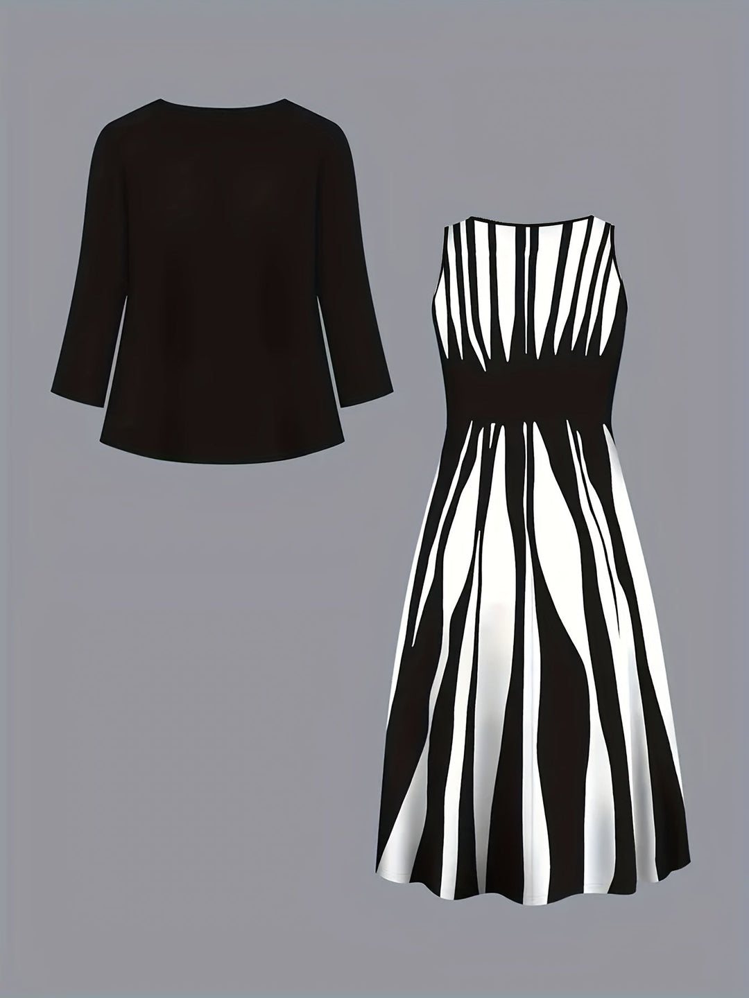 Two-Piece Elegant Dress Set for Women, Plus Size