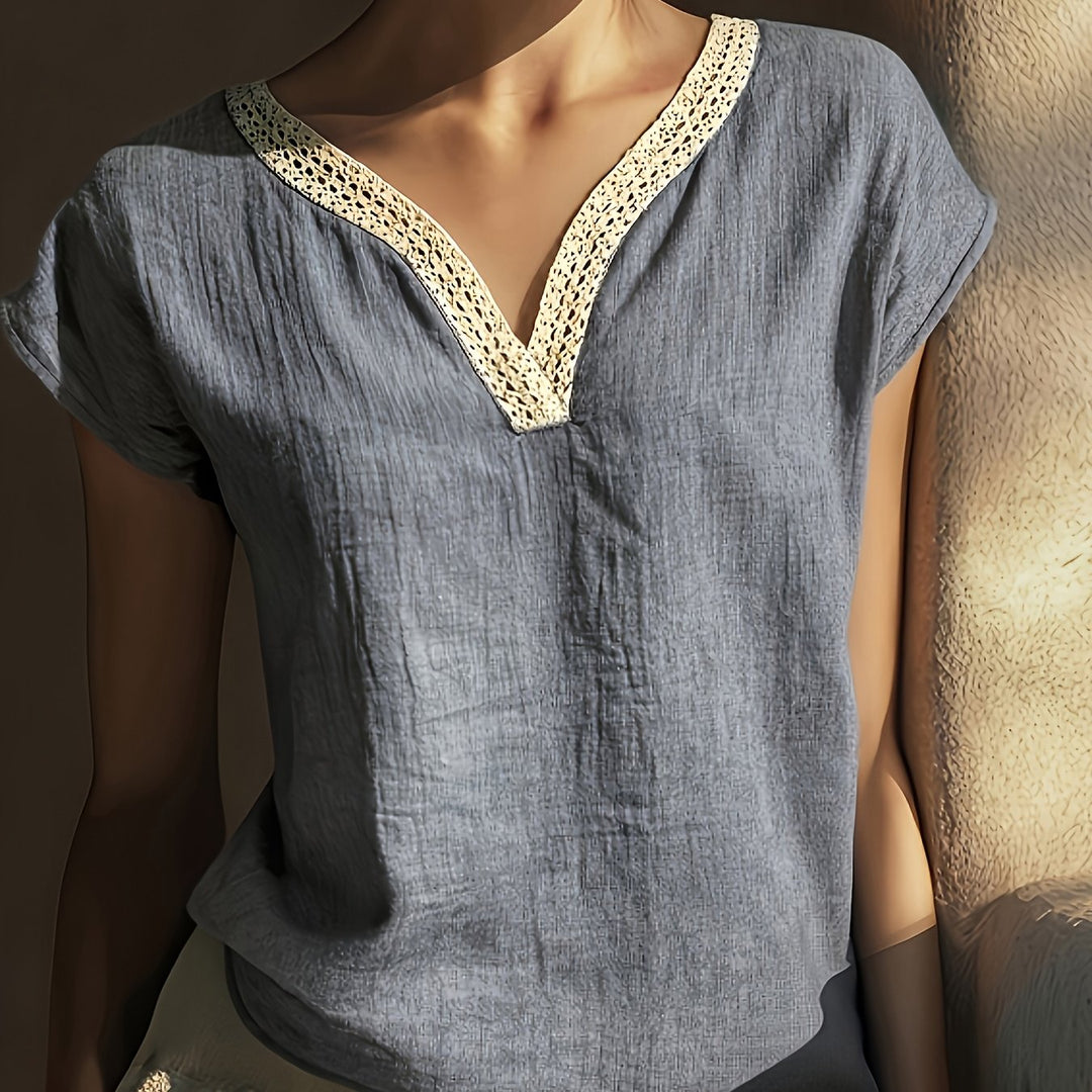 Lace-Trim V-Neck Top for Women