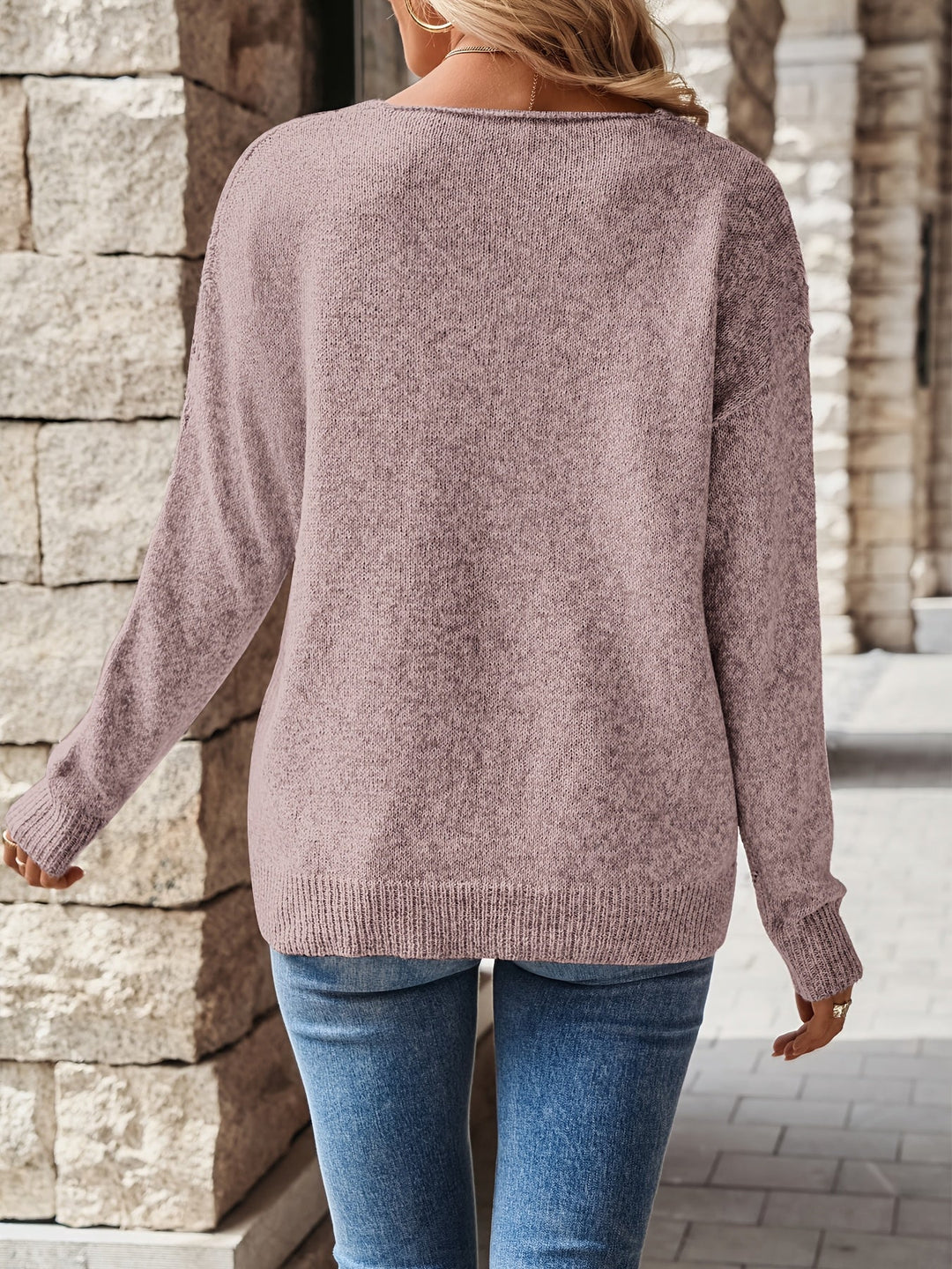 V-Neck Sweater for Women, Relaxed Style