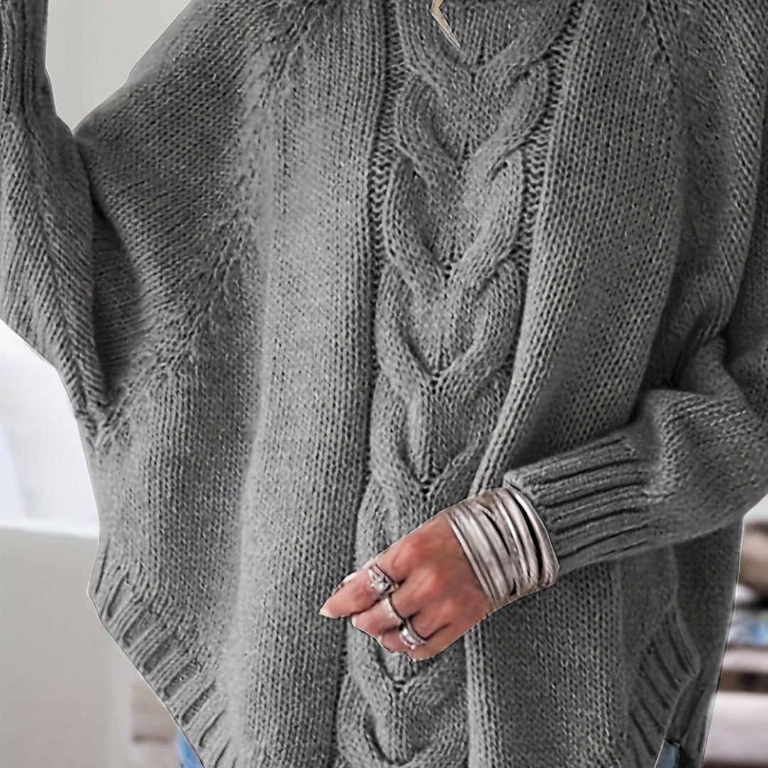 High-Neck Cable-Knit Sweater for Women, Cozy Style