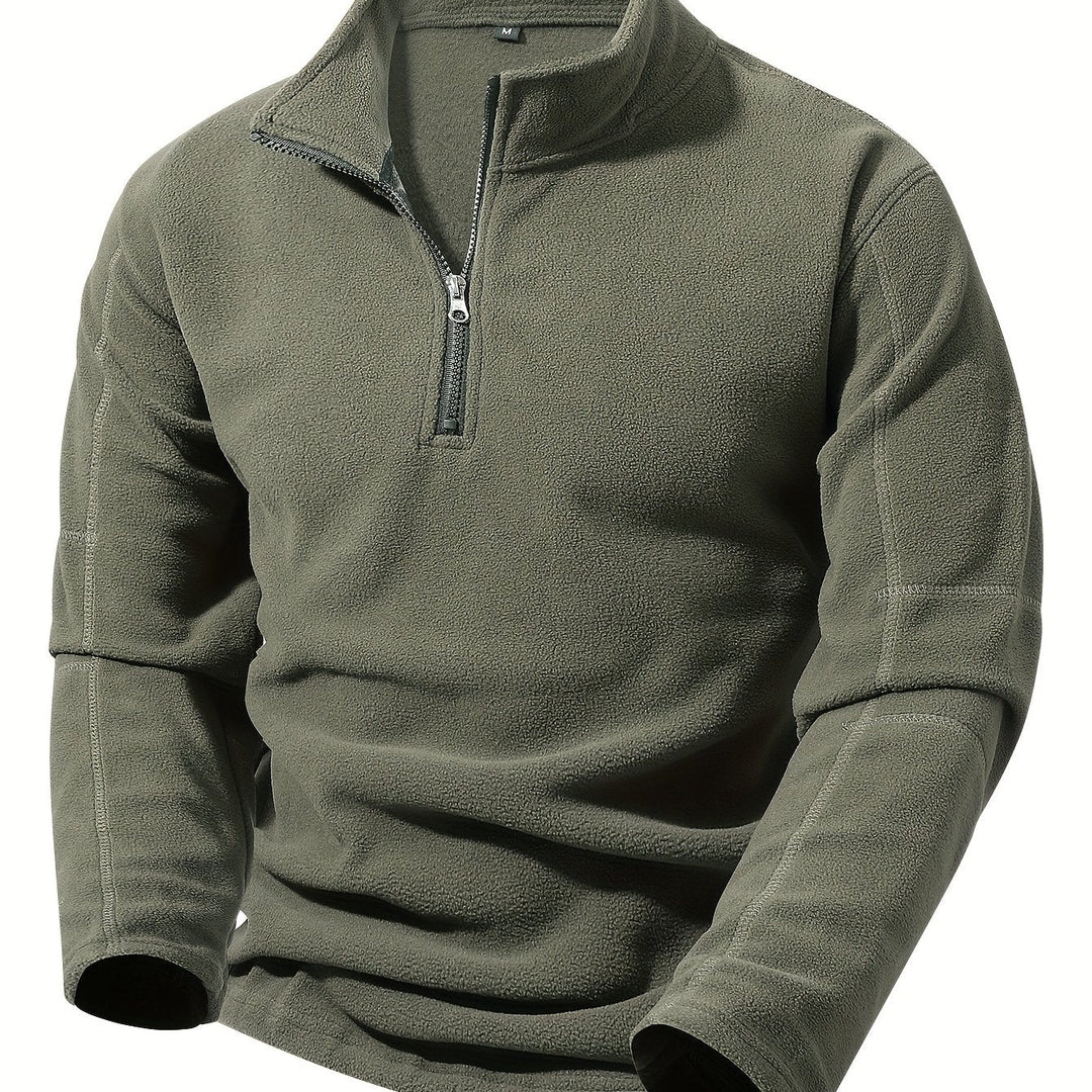 Half-Zip Stand-Collar Pullover for Men, Plus Size