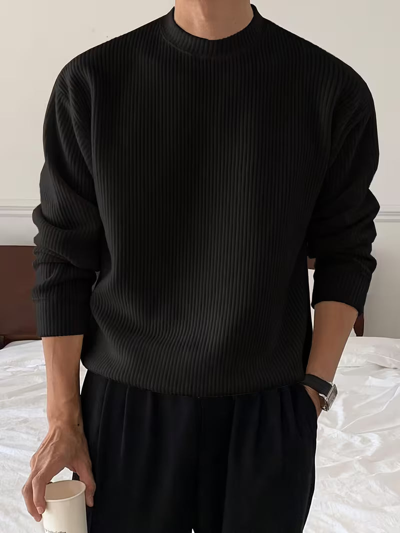 Knitwear Long Sleeve Ribbed Shirt for Men