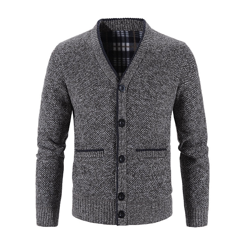 Button-Front V-Neck Cardigan for Men
