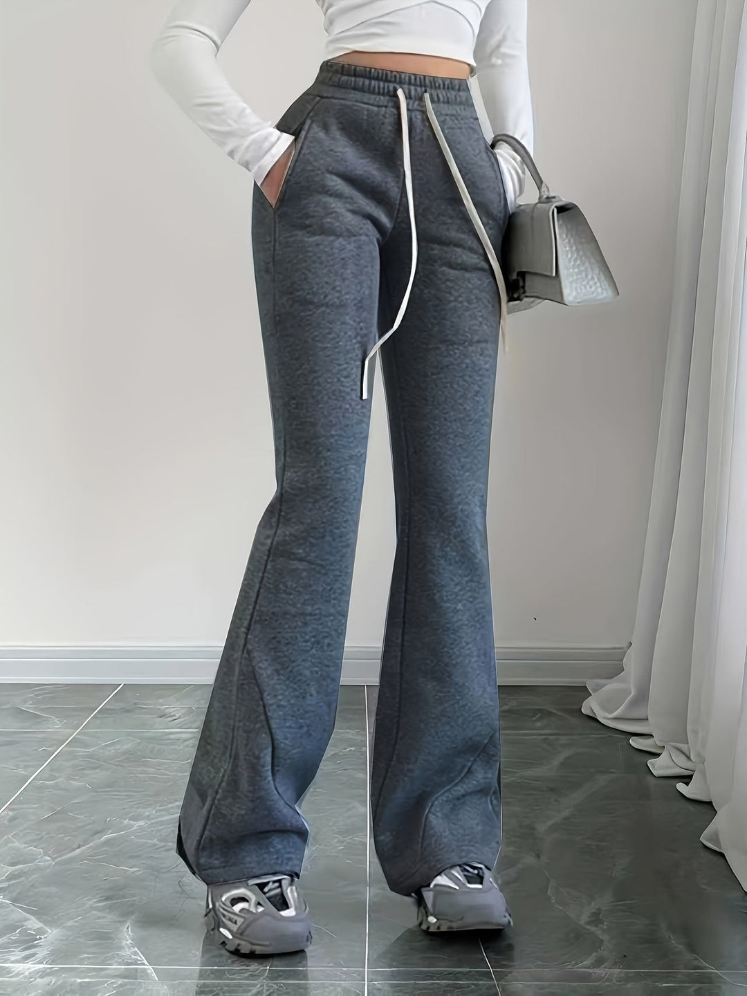 High-Waist Flared Lounge Pants for Women
