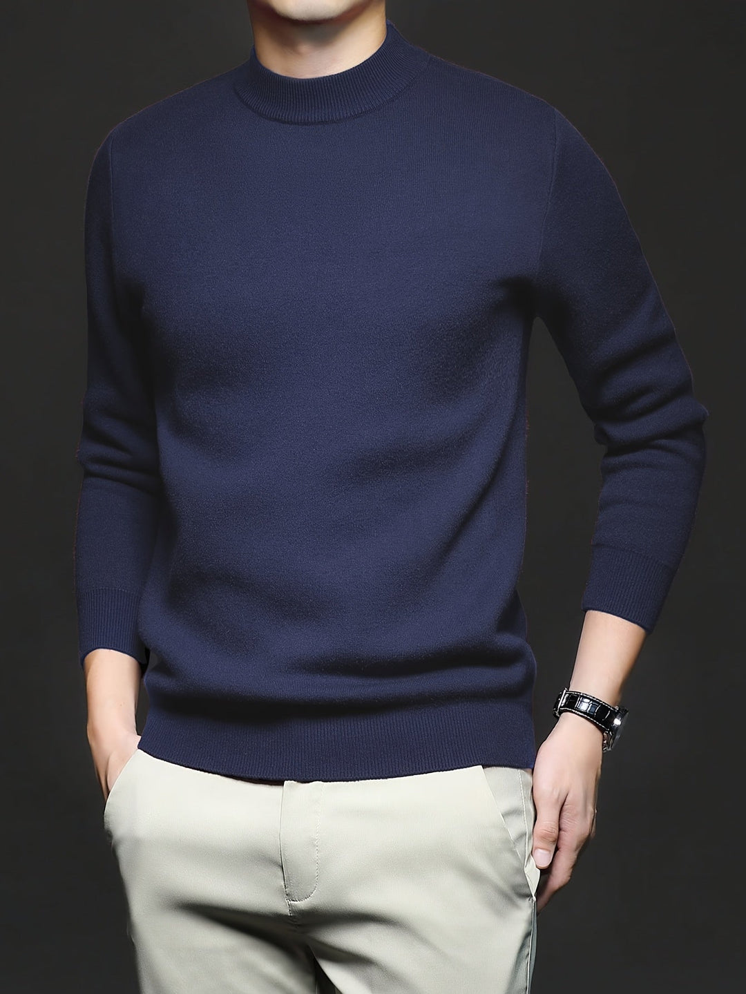 High-Neck Sweater for Men, Refined Style