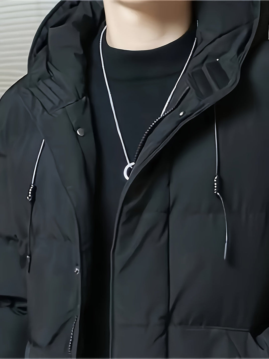 Hooded Longline Puffer Coat for Men, Plus Size