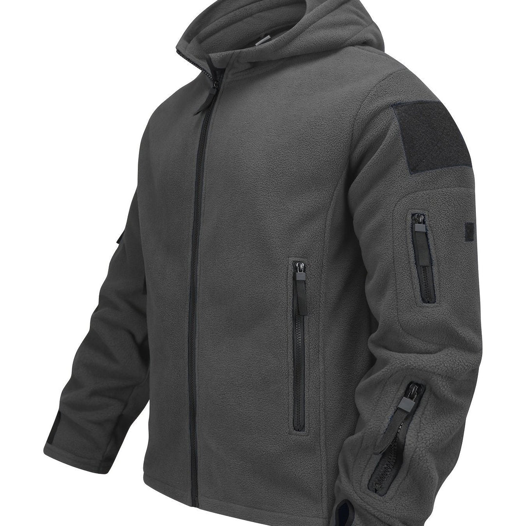 Rugged Hooded Zip Jacket for Men, Plus Size
