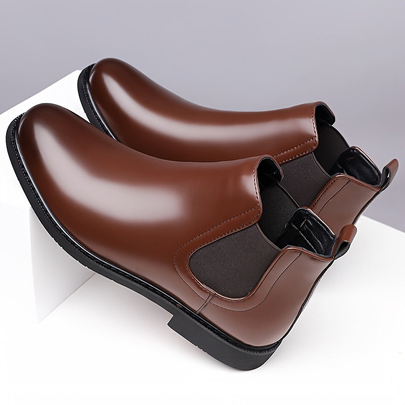 Dark Brown Classic Slip-On Chelsea Boots for Men