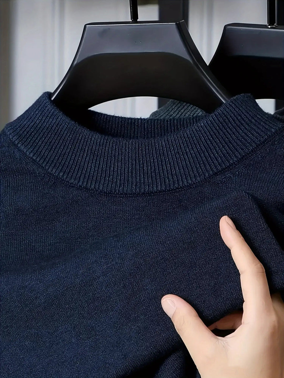 Mock Neck Knit Sweater for Men, Plus Size
