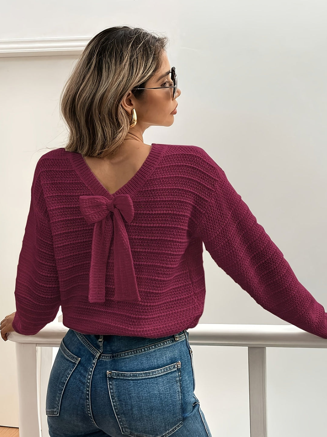 Bow-Detail Knit Sweater for Women