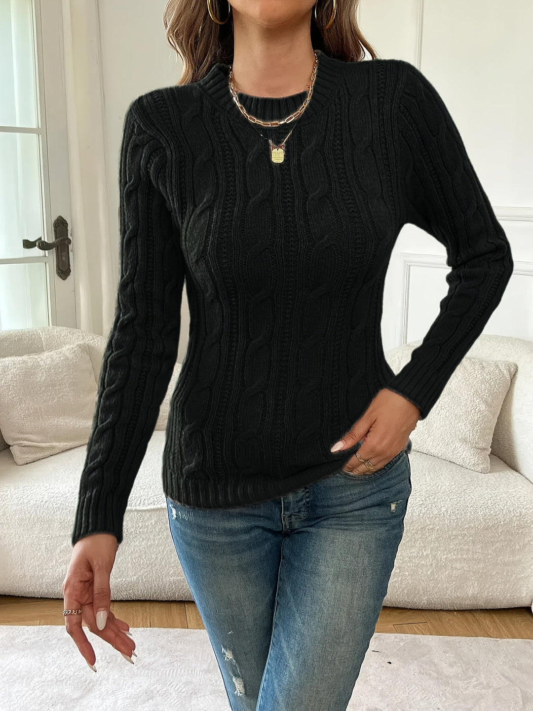 Twist-Knit Sweater for Women, Classic Style