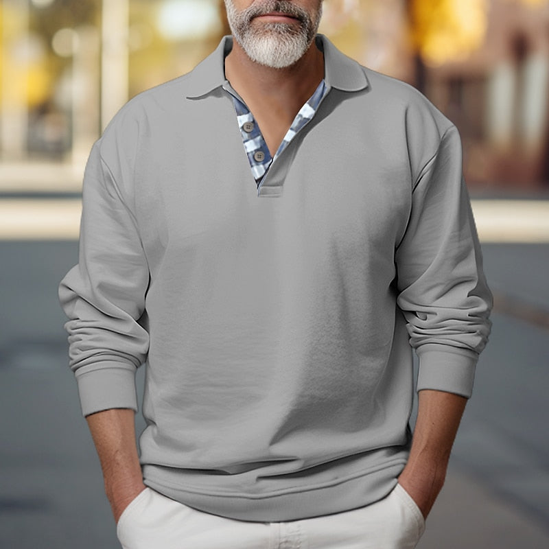 Polo-Collar Sweatshirt for Men, Plus Size