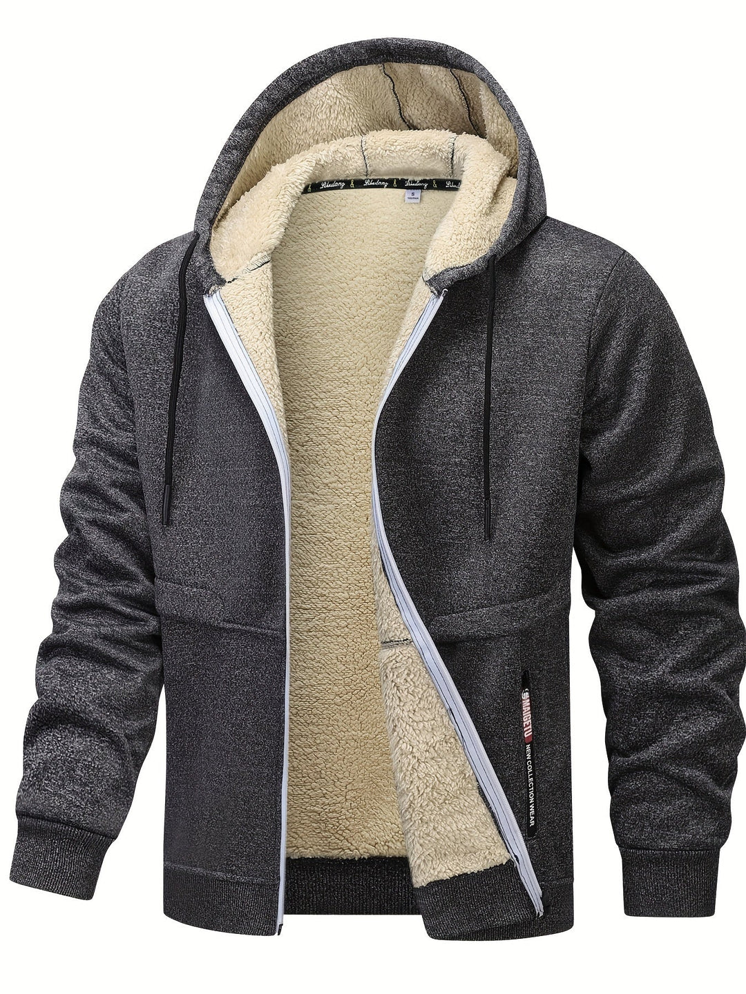Cozy Hooded Zip-Up Jacket for Men, Plus Size