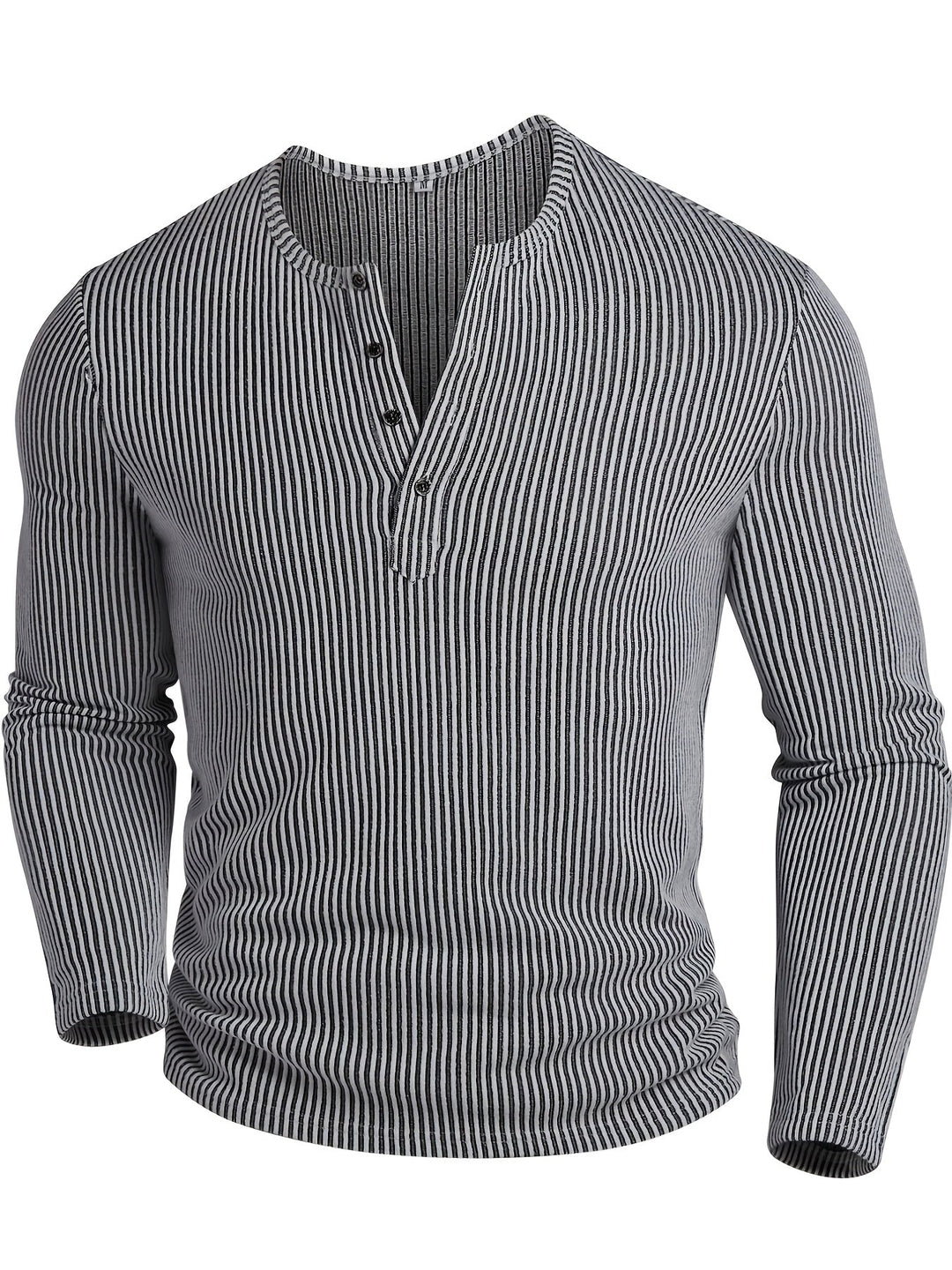 Men's Textured Ribbed Henley Shirt
