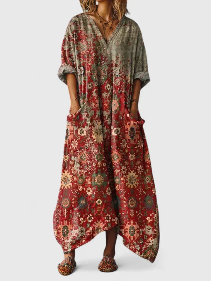 Elegant Oversize Pocket Dress for Women, Plus Size