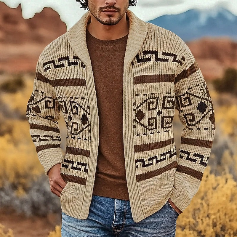 Patterned Zip Cardigan for Men