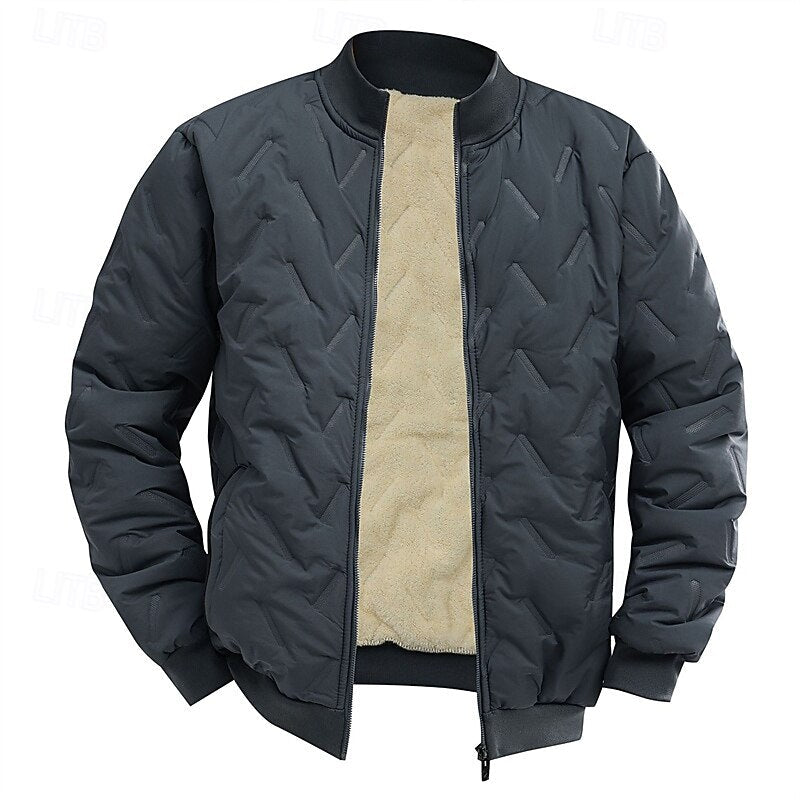 Textured Quilted Bomber Jacket for Men, Plus Size
