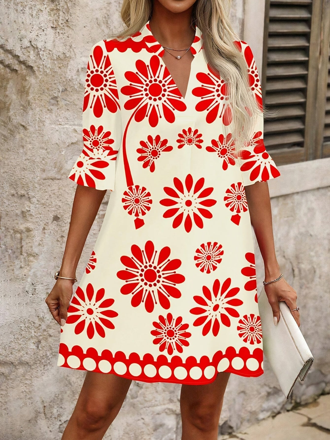 Blue Floral Bloom Mini Dress for Women