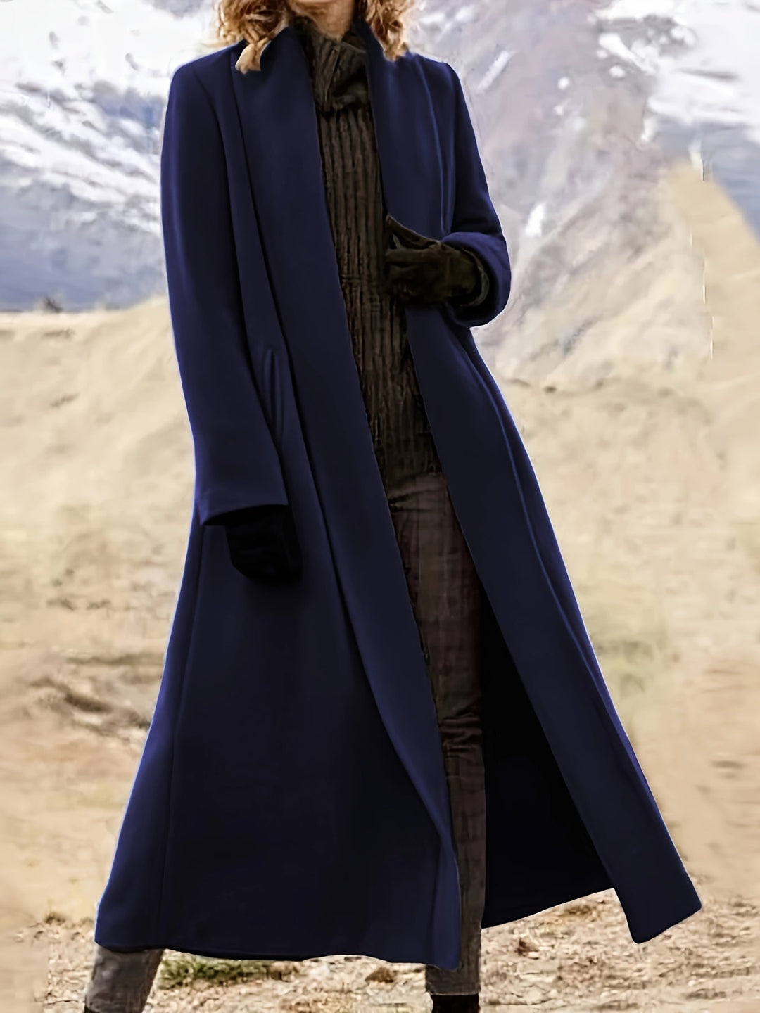 Elegant Longline Coat for Women, Plus Size