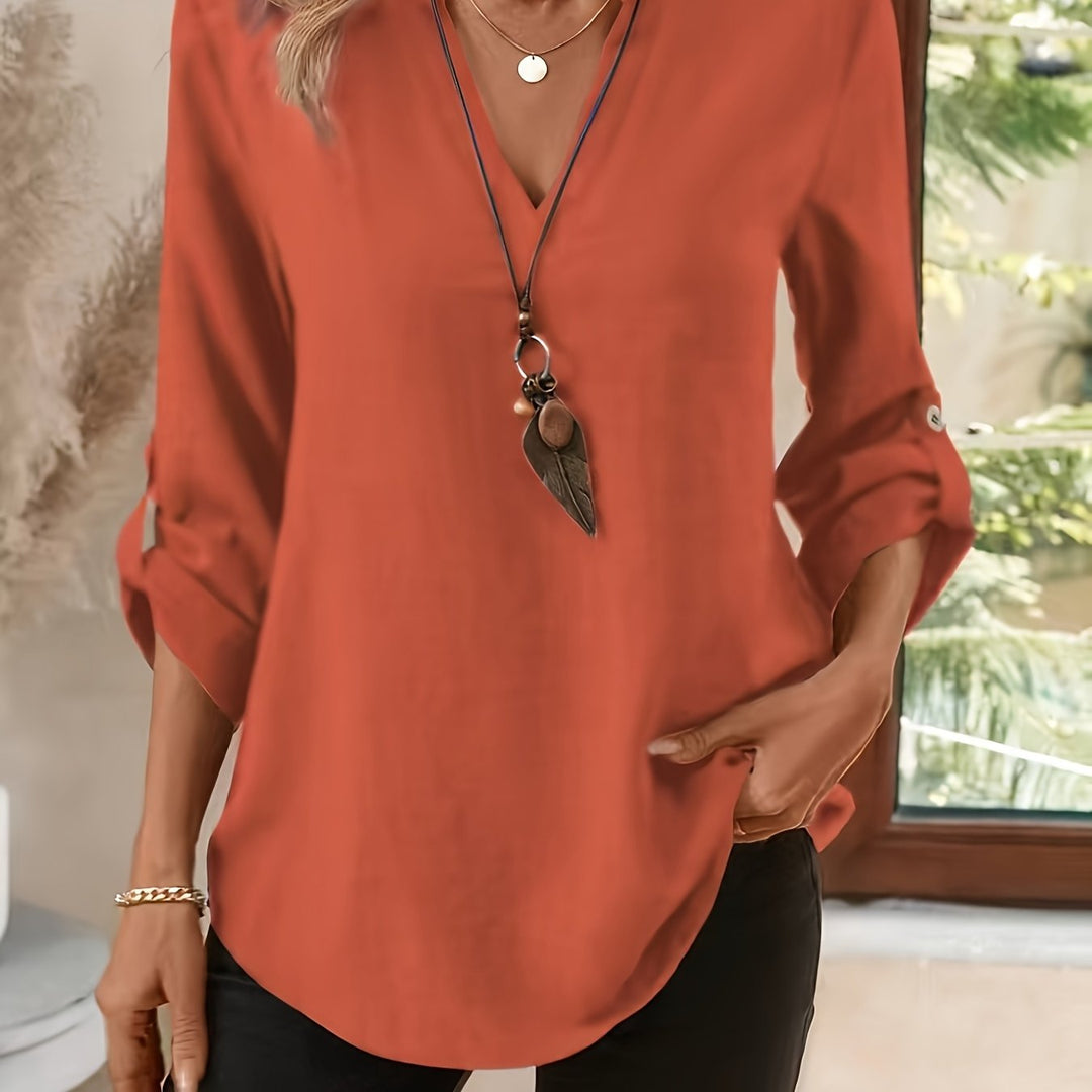 V-Neck Blouse for Women, Refined Style