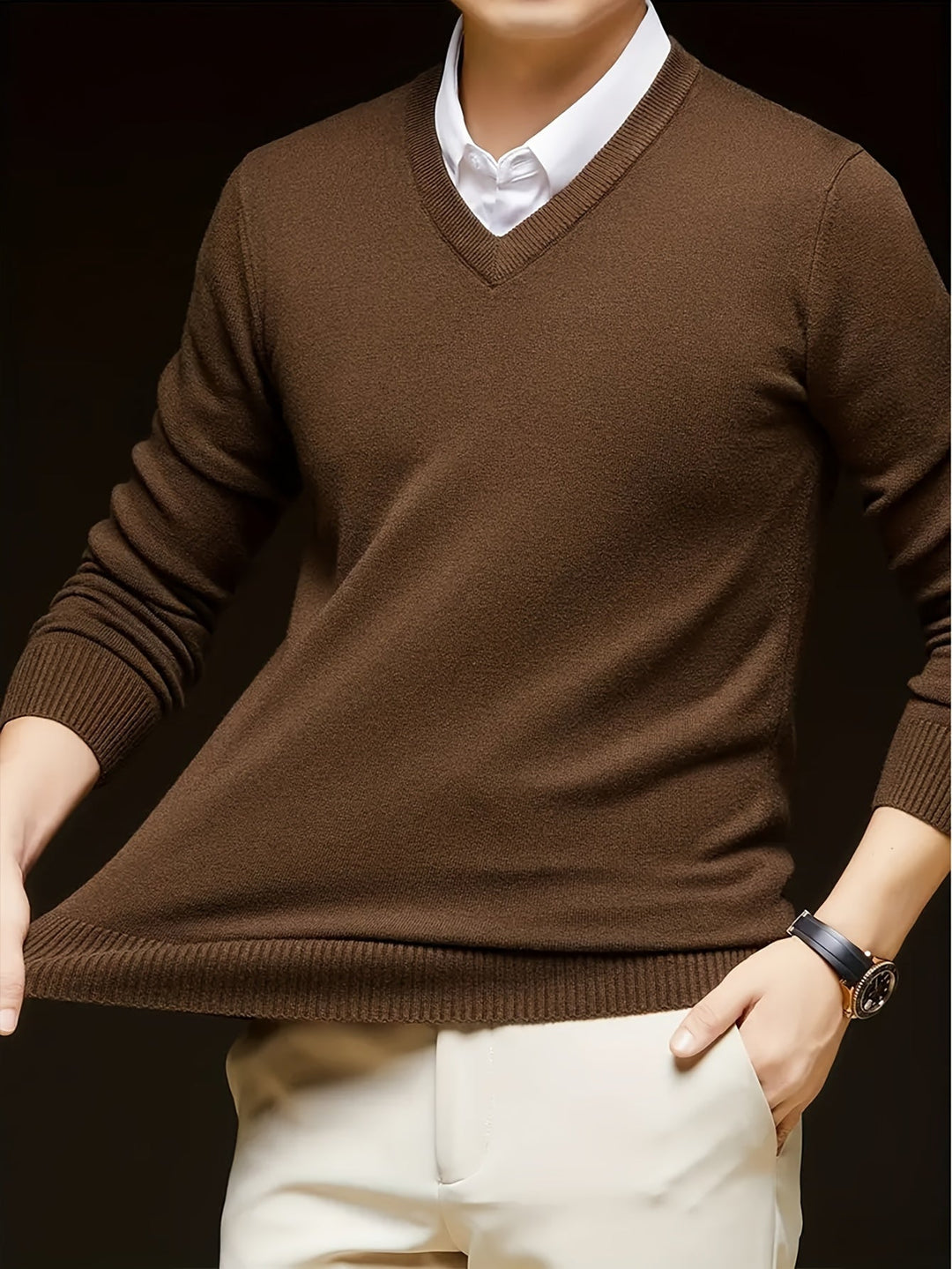 Refined V-Neck Sweater for Men