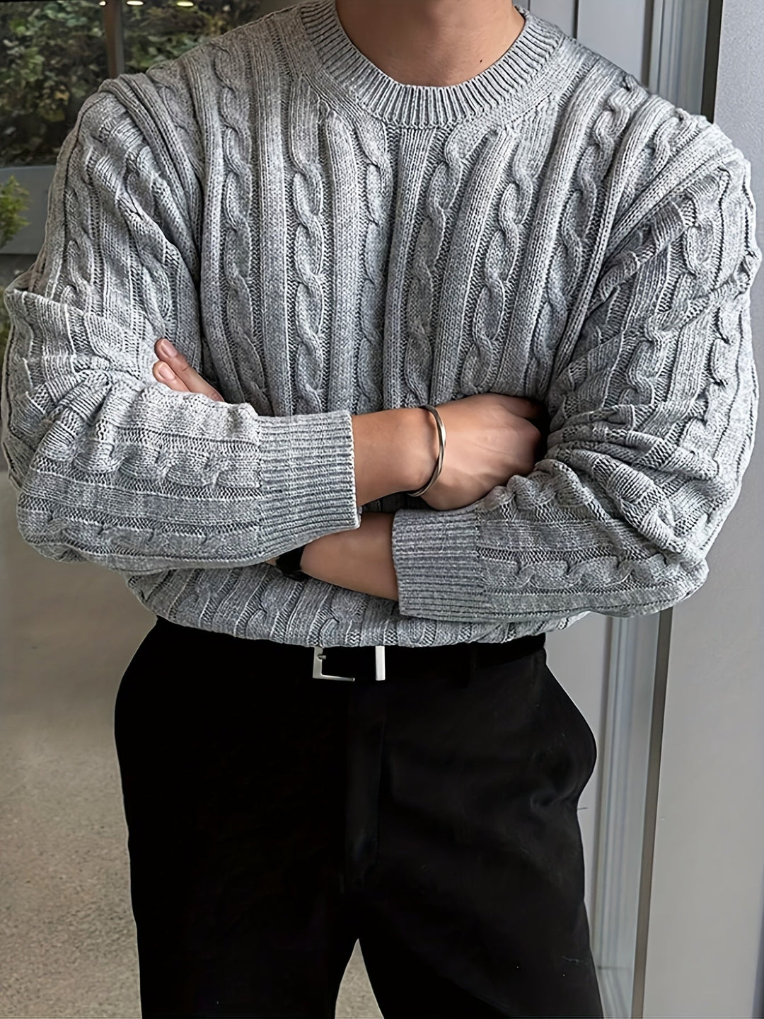 Twisted Cable Pullover Sweater for Men