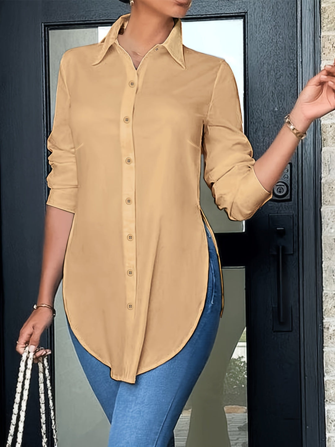 Refined Button-Front Blouse for Women