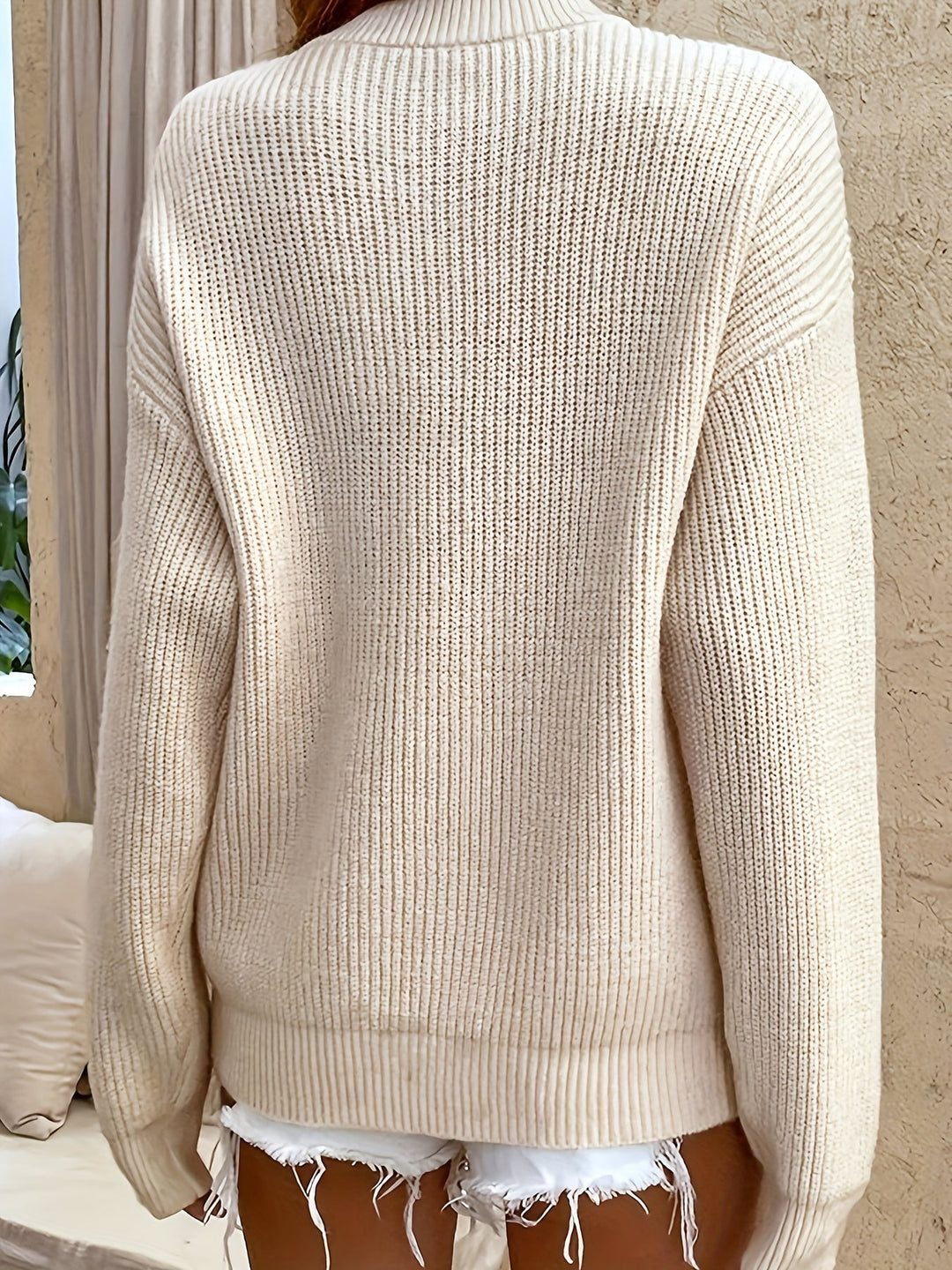 Women's Ribbed Henley Sweater