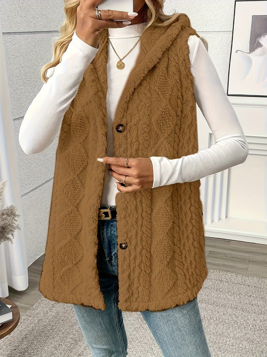 Cozy Hooded Sleeveless Vest for Women