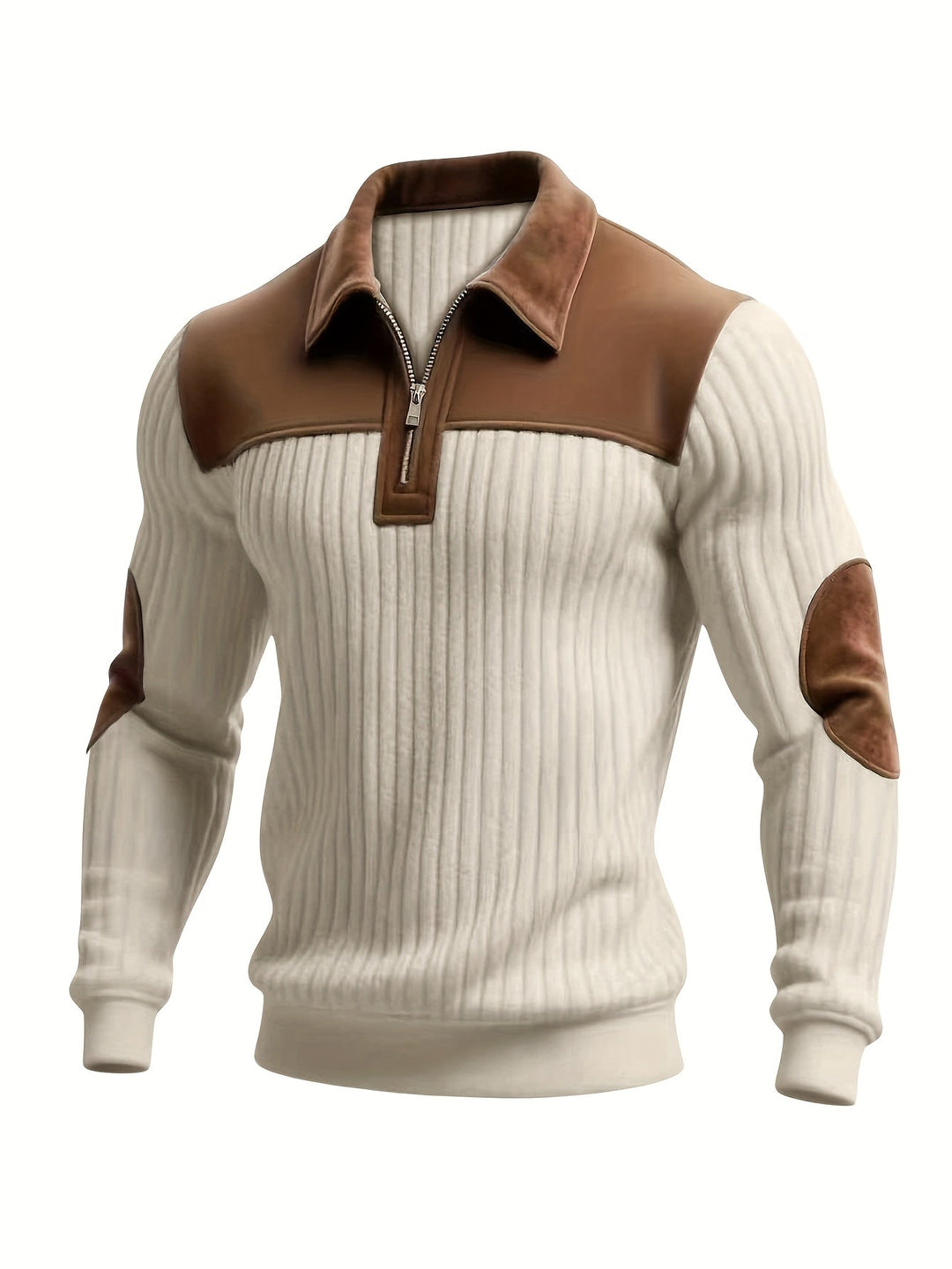 Two-Tone Quarter-Zip Pullover for Men