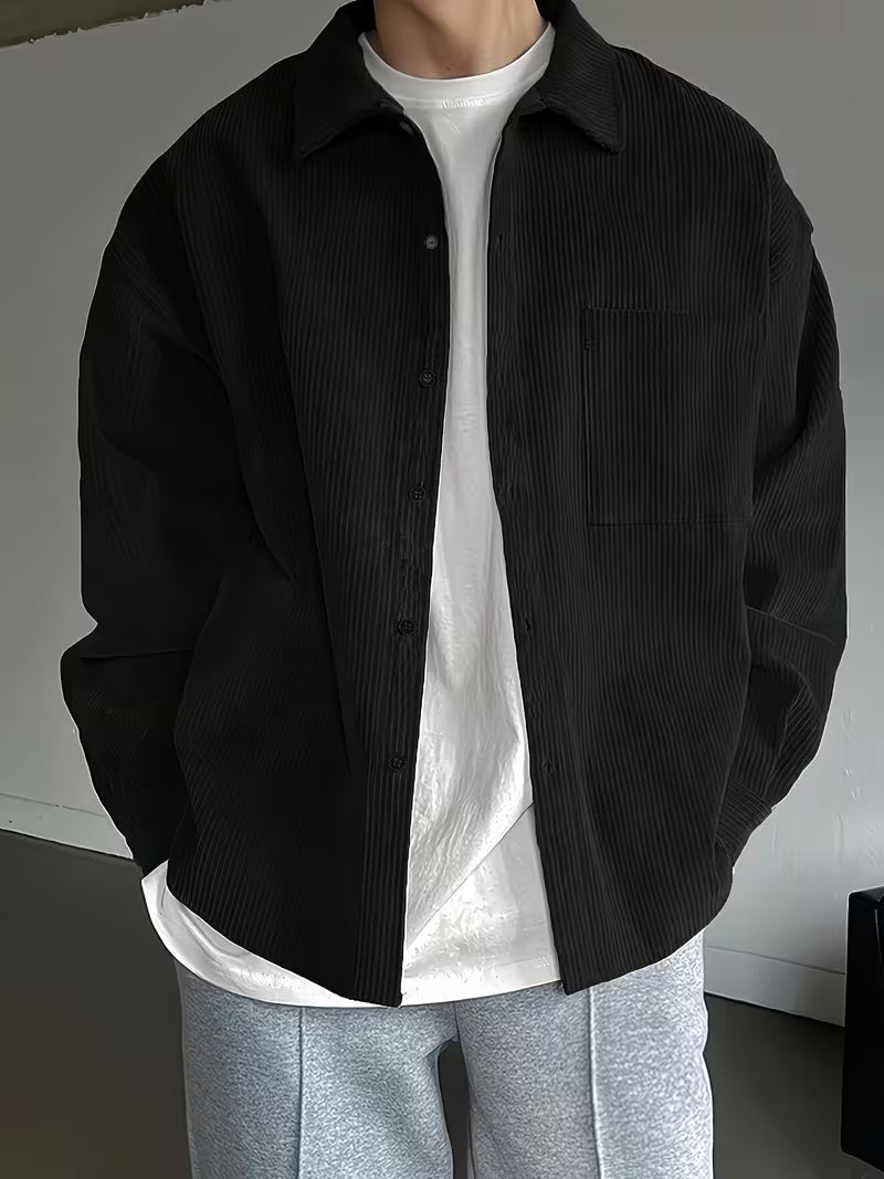 Casual Long Sleeve Corduroy Jacket for Men