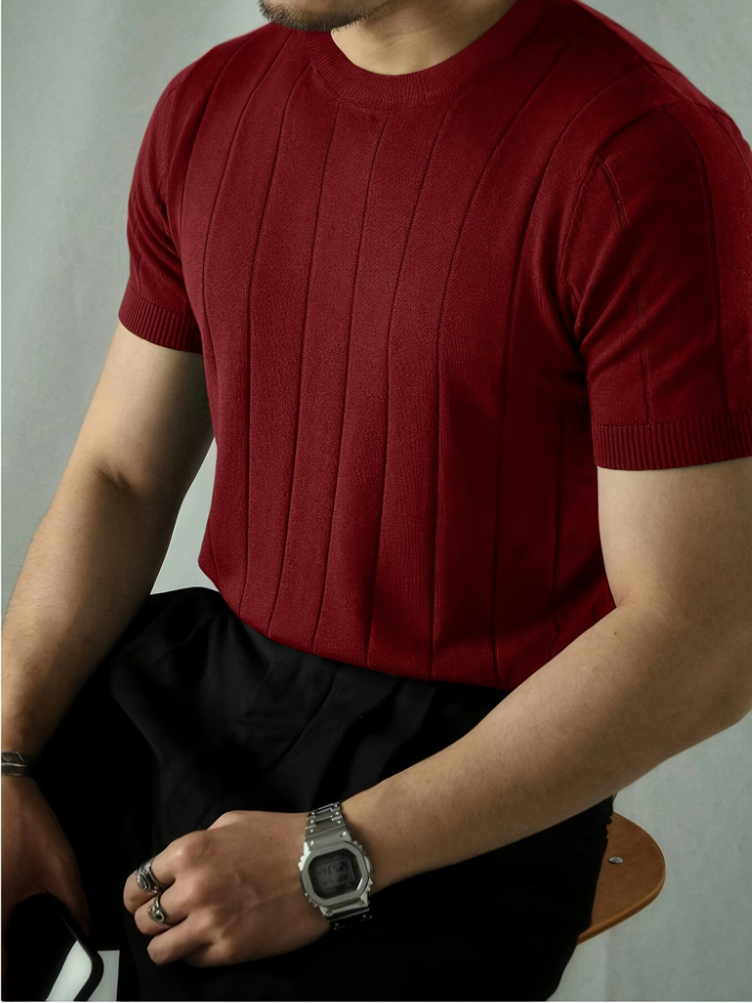 Ribbed Short-Sleeve Top for Men